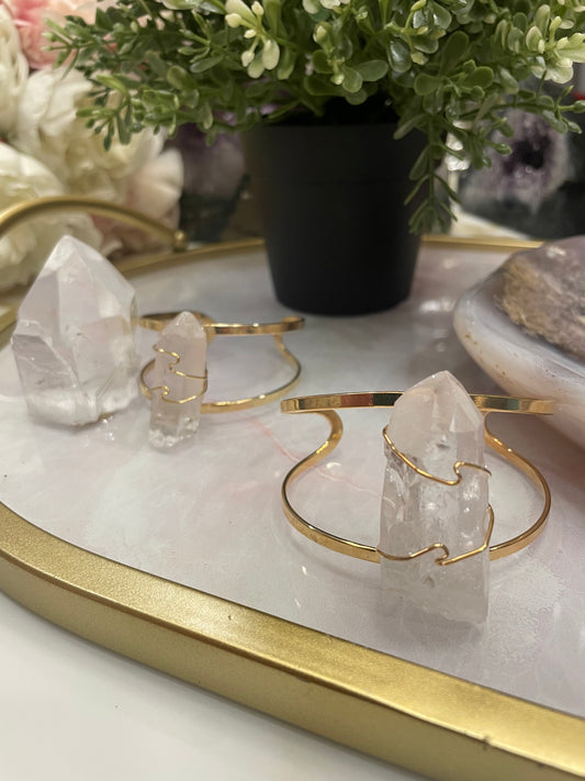 18k Gold Plated Clear Quartz Bangles