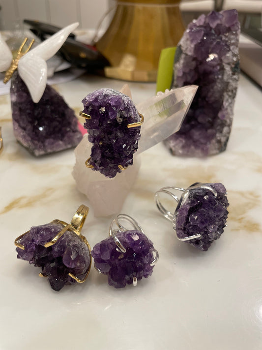 Amethyst Druse Ring