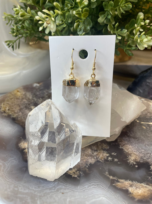 Gold Plated Quartz Earrings