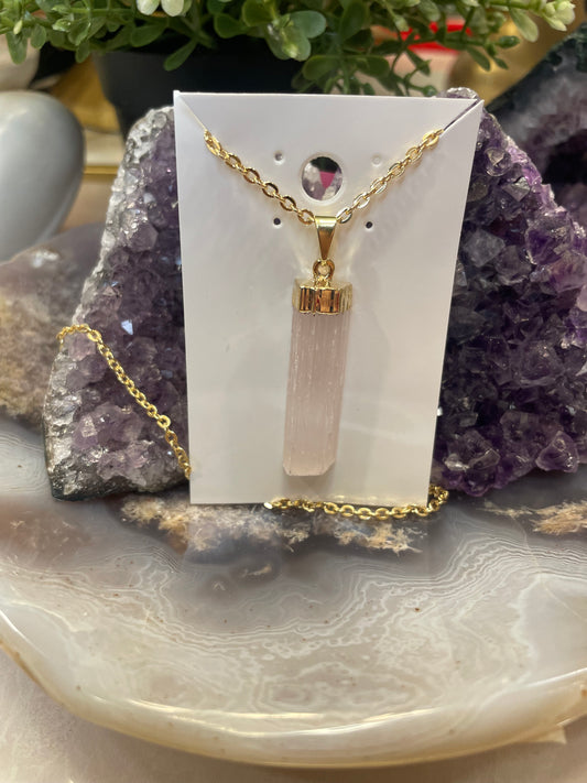 Gold Plated Selenite Necklace